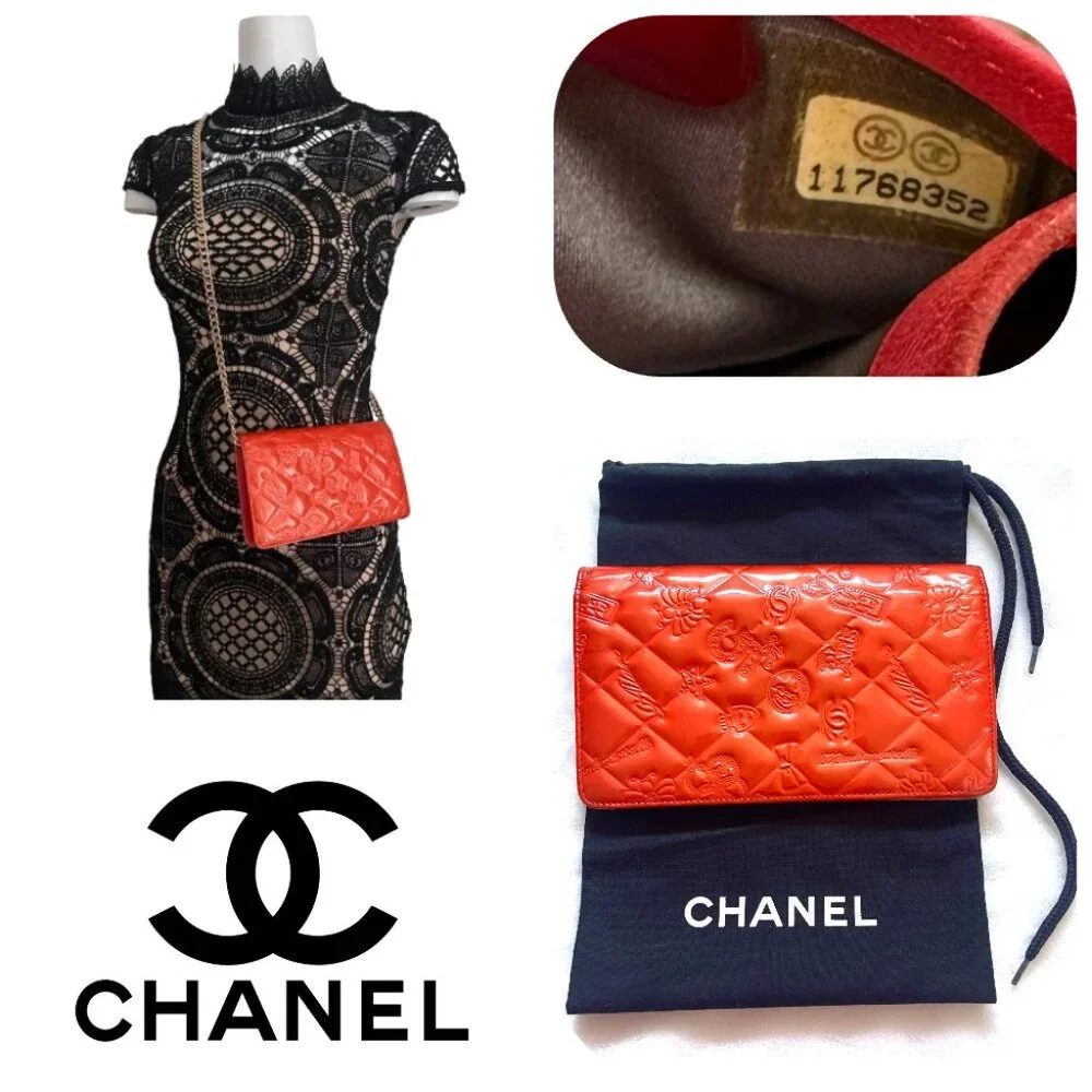 CHANEL Patent Leather Mademoaelle Lucky Symbols Bi-Fold Wallet